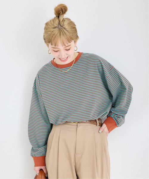 B.C STOCK(ベーセーストック)の「《追加3》【WEB限定】ボーダーロンTEE(Tシャツ/カットソー・レディース・パープル/ブルー・FREE)」の15枚目の写真