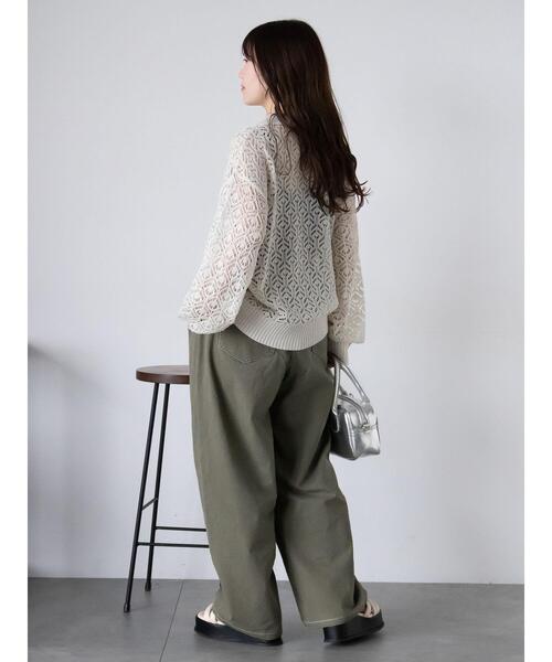 ehka sopo（エヘカソポ）の「透かし編みニットポロシャツ（ニット/セーター・レディース・ブルー/ミント/オフホワイト・F）」の7枚目の写真