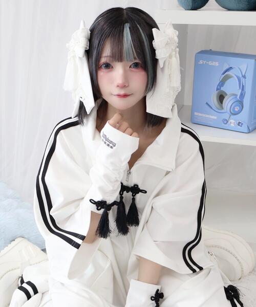 Whinny（ホワイニー）の「Whinny/サマーカリスマニートパンダの手（アームカバー・レディース・サックスブルー/ブラック/ホワイト・FREE）」の14枚目の写真