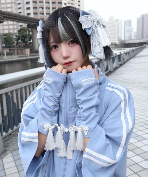 Whinny（ホワイニー）の「Whinny/サマーカリスマニートパンダの手（アームカバー・レディース・サックスブルー/ブラック/ホワイト・FREE）」の21枚目の写真