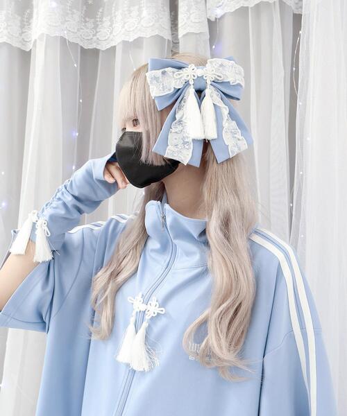 Whinny（ホワイニー）の「Whinny/サマーカリスマニートパンダの手（アームカバー・レディース・サックスブルー/ブラック/ホワイト・FREE）」の8枚目の写真