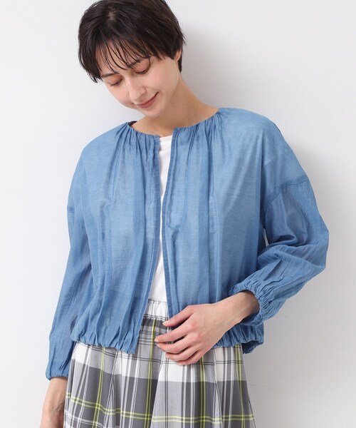セール】【洗える】シアーデニムギャザージャケット（デニムジャケット