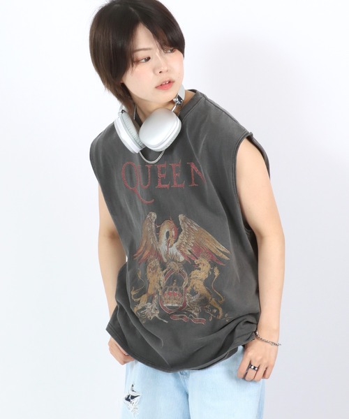 人気が高い セール】QUEEN（クイーン）クレストロゴプリント ノースリーブT レディースウェア