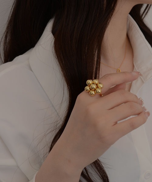 VIBGYOR Women（ヴィブジョー　ウィメン）の「【resonance】メタルボール バブルデザイン フリーリング【サイズ調節可能】（リング・レディース・ゴールド/シルバー・FREE）」の3枚目の写真