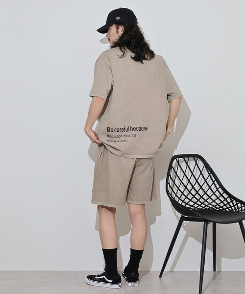 MMMM（エムエムエムエム）の「MMMM 古着風　ヴィンテージ　ピグメント加工　セットアップ　Tシャツ　ショートパンツ（セットアップ・メンズ・グレイッシュベージュ/ブラック・XL/L/M）」の13枚目の写真