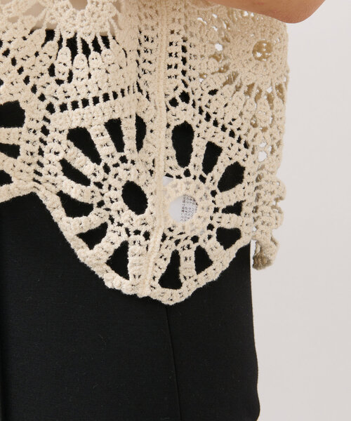 un dix cors(アンディコール)の「《大人かわいい》クロシェ編みハーフスリーブトップス(ニット/セーター・レディース・アイボリー・FREE)」の20枚目の写真