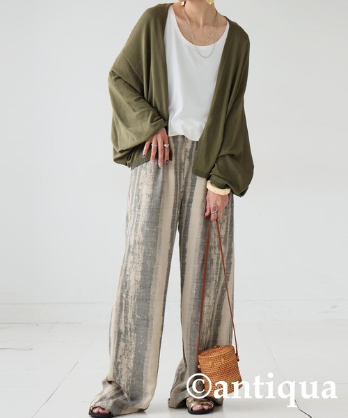 antiqua（アンティカ）の「ドルマンニットカーディガン（ニット/セーター・レディース・カーキ/ブラック・ONESIZE）」の8枚目の写真