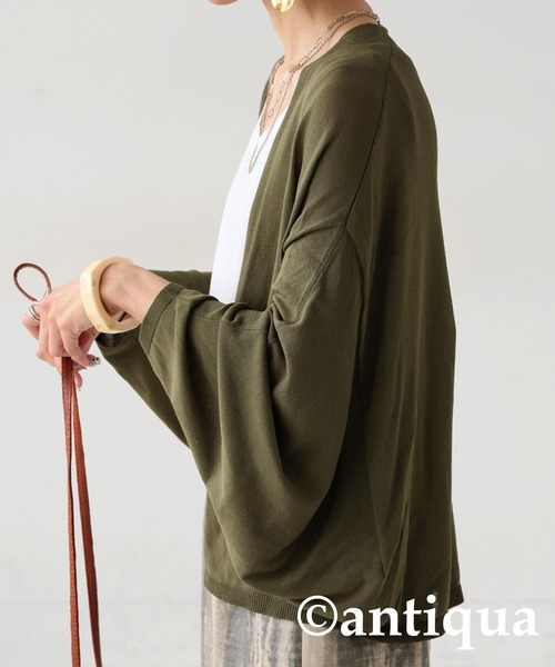 antiqua（アンティカ）の「ドルマンニットカーディガン（ニット/セーター・レディース・カーキ/ブラック・ONESIZE）」の10枚目の写真