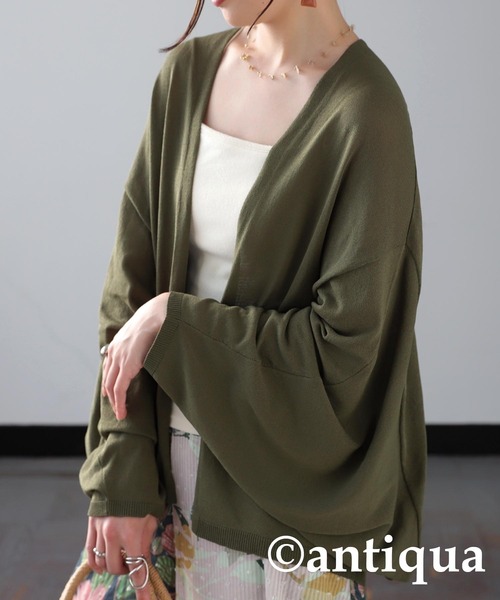 antiqua（アンティカ）の「ドルマンニットカーディガン（ニット/セーター・レディース・カーキ/ブラック・ONESIZE）」の13枚目の写真