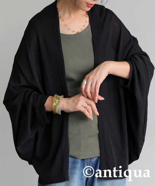 antiqua（アンティカ）の「ドルマンニットカーディガン（ニット/セーター・レディース・カーキ/ブラック・ONESIZE）」の6枚目の写真