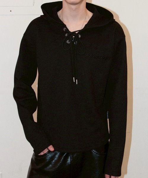 ESC STUDIO(イーエスシースタジオ)の「【ESC STUDIO】eyelet waffle hoodie / 【イーエスシースタジオ】アイレットワッフル長袖パーカー(Tシャツ/カットソー・メンズ・ブラック/カーキ/ブラウン・ONE SIZE)」の6枚目の写真