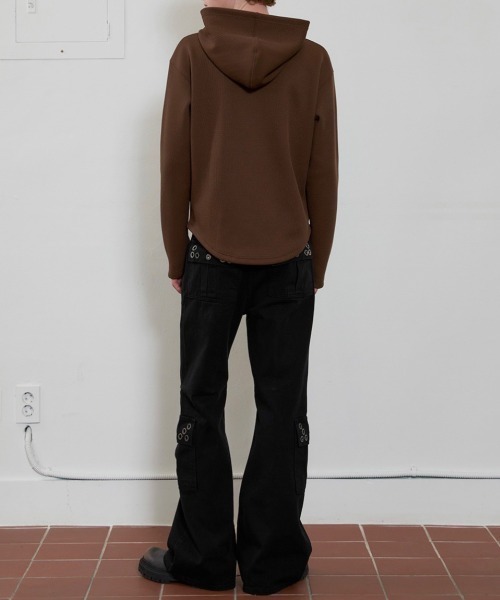 ESC STUDIO(イーエスシースタジオ)の「【ESC STUDIO】eyelet waffle hoodie / 【イーエスシースタジオ】アイレットワッフル長袖パーカー(Tシャツ/カットソー・メンズ・ブラック/カーキ/ブラウン・ONE SIZE)」の12枚目の写真