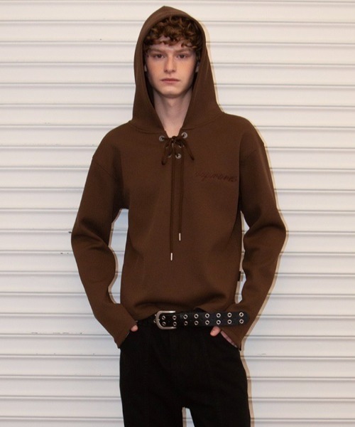 ESC STUDIO(イーエスシースタジオ)の「【ESC STUDIO】eyelet waffle hoodie / 【イーエスシースタジオ】アイレットワッフル長袖パーカー(Tシャツ/カットソー・メンズ・ブラック/カーキ/ブラウン・ONE SIZE)」の16枚目の写真