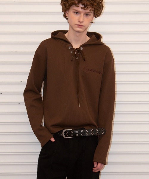 ESC STUDIO(イーエスシースタジオ)の「【ESC STUDIO】eyelet waffle hoodie / 【イーエスシースタジオ】アイレットワッフル長袖パーカー(Tシャツ/カットソー・メンズ・ブラック/カーキ/ブラウン・ONE SIZE)」の13枚目の写真