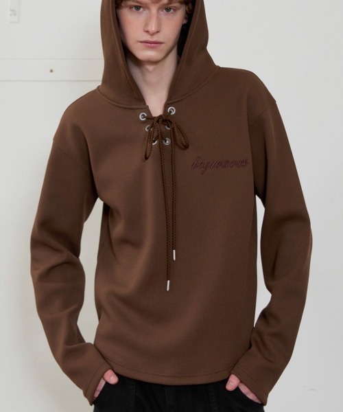 ESC STUDIO(イーエスシースタジオ)の「【ESC STUDIO】eyelet waffle hoodie / 【イーエスシースタジオ】アイレットワッフル長袖パーカー(Tシャツ/カットソー・メンズ・ブラック/カーキ/ブラウン・ONE SIZE)」の18枚目の写真