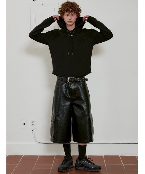 ESC STUDIO(イーエスシースタジオ)の「【ESC STUDIO】eyelet waffle hoodie / 【イーエスシースタジオ】アイレットワッフル長袖パーカー(Tシャツ/カットソー・メンズ・ブラック/カーキ/ブラウン・ONE SIZE)」の4枚目の写真