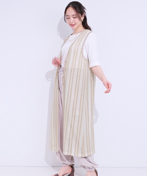 Cutie Blonde（キューティーブロンド）の「【S-LL】羽織るだけでサマ見え バイカラーレースジレ（ベスト・レディース・チャコール/ベージュ系2/ブラック系2・04/03/02/01）」の17枚目の写真