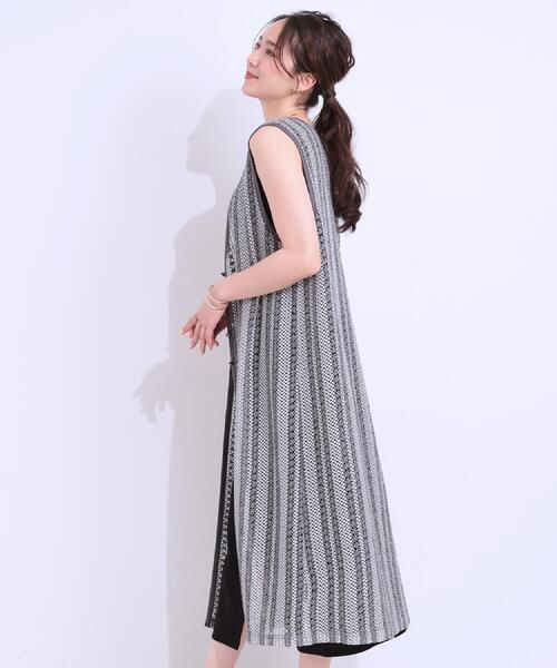 Cutie Blonde（キューティーブロンド）の「【S-LL】羽織るだけでサマ見え バイカラーレースジレ（ベスト・レディース・チャコール/ベージュ系2/ブラック系2・04/03/02/01）」の21枚目の写真