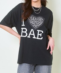 《デニムハート×ビッグロゴ》レディース オーバーサイズ Tシャツ カジュアル 半袖 春夏秋