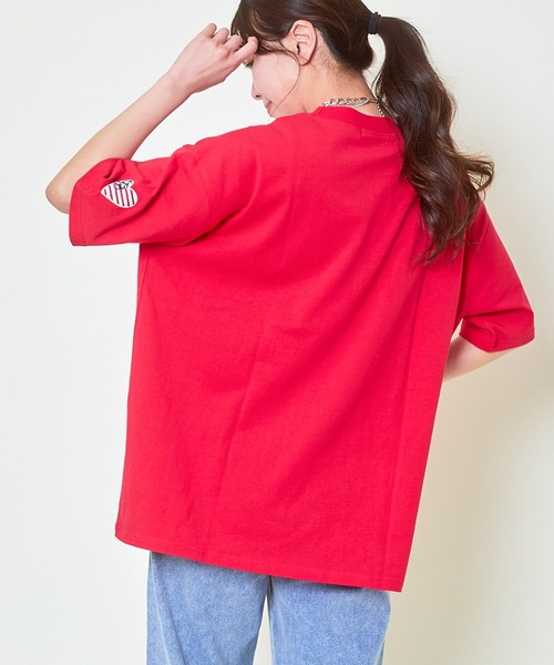GORGE（ゴージ）の「《デニムハート×ビッグロゴ》レディース オーバーサイズ Tシャツ カジュアル 半袖 春夏秋（Tシャツ/カットソー・レディース・レッド/ブラック/オフホワイト・F）」の10枚目の写真