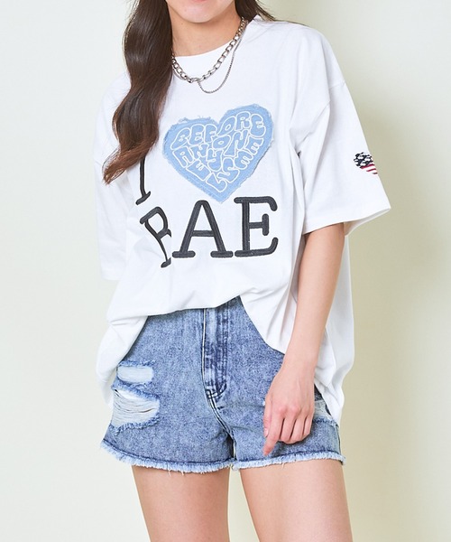 GORGE（ゴージ）の「《デニムハート×ビッグロゴ》レディース オーバーサイズ Tシャツ カジュアル 半袖 春夏秋（Tシャツ/カットソー・レディース・レッド/ブラック/オフホワイト・F）」の11枚目の写真