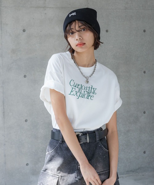 PAGEBOY（ページボーイ）の「エンブロイダリーロゴＴシャツ（Tシャツ/カットソー・レディース・オフホワイト/チャコールグレー/ブルー系その他・LARGE/MEDIUM）」の7枚目の写真