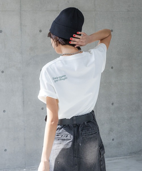 PAGEBOY（ページボーイ）の「エンブロイダリーロゴＴシャツ（Tシャツ/カットソー・レディース・オフホワイト/チャコールグレー/ブルー系その他・LARGE/MEDIUM）」の6枚目の写真