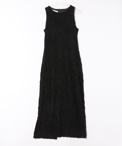 SUWDEE(スーディー)の「texture check sleeveless long one piece(ワンピース・レディース・ベージュ/ブラック/アイボリー・M/L)」の4枚目の写真