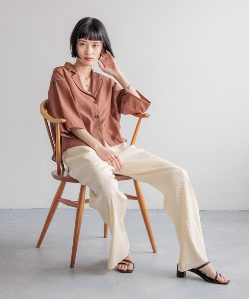 LOWRYS FARM（ローリーズファーム）の「シアーカイキンシャツＳＳ　451978（シャツ/ブラウス・レディース・アイボリー/ブラック/ブラウン/グリーン・SHORT/LONG）」の10枚目の写真