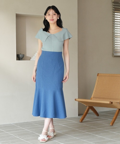 ASTORIA ODIER（アストリアオディール）の「ペプラムロングスカート（スカート・レディース・アイボリー/ブラック/インディゴブルー/ライトグレー・MEDIUM/SMALL/LARGE）」の13枚目の写真