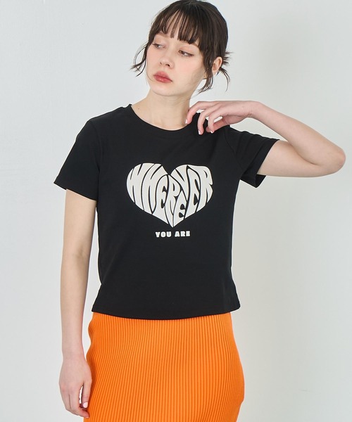 SALE [30%OFF] anana (アナナ) Tシャツ フロッキーロゴ クロップド クルーネック 半袖 ドロップショルダー newnew a19-008 返品不可 anana】newnewフロッキーロゴクロップド丈Tシャツ/a19-008