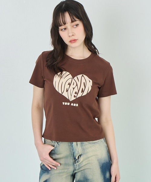 SALE [30%OFF] anana (アナナ) Tシャツ フロッキーロゴ クロップド クルーネック 半袖 ドロップショルダー newnew a19-008 返品不可 anana】newnewフロッキーロゴクロップド丈Tシャツ/a19-008