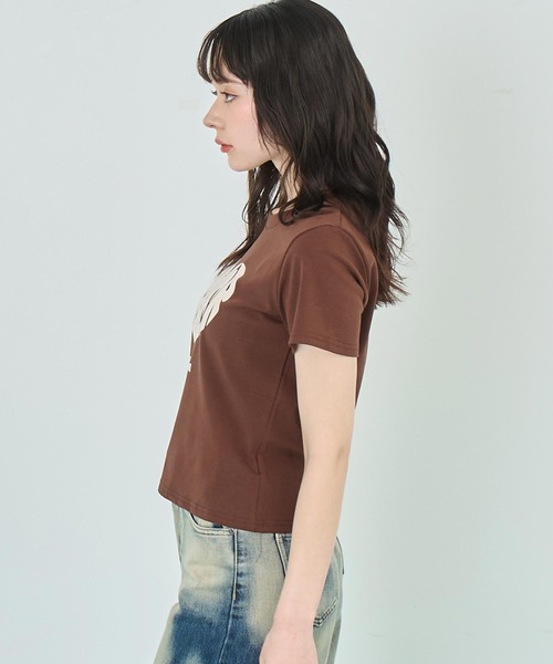 ANAP(アナップ)の「フロッキー ハート ロゴ プリント Tシャツ(Tシャツ/カットソー・レディース・ブラック/ホワイト/ブラウン・FREE)」の12枚目の写真