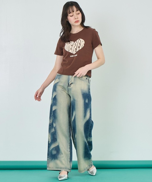 ANAP(アナップ)の「フロッキー ハート ロゴ プリント Tシャツ(Tシャツ/カットソー・レディース・ブラック/ホワイト/ブラウン・FREE)」の14枚目の写真