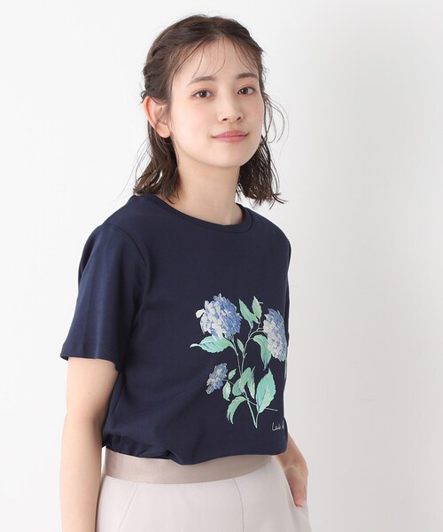 LAURA ASHLEY(ローラアシュレイ)の「【コットン100%/洗える】ハイドランジア柄Tシャツ(Tシャツ/カットソー・レディース・サックスブルー/オフホワイト/ネイビー・38/40)」の13枚目の写真