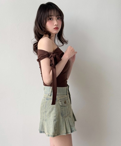 SAISON DE PAPILLON(セゾンドパピヨン)の「脚長効果プリーツハイライズミニスカート(スカート・レディース・ブルー・S/M/L)」の8枚目の写真