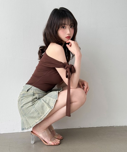 SAISON DE PAPILLON(セゾンドパピヨン)の「脚長効果プリーツハイライズミニスカート(スカート・レディース・ブルー・S/M/L)」の10枚目の写真