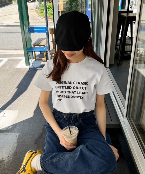 LE MORE(リモア)の「マルチロゴプリントTシャツ(Tシャツ/カットソー・レディース・グレー/アイボリー・FREE)」の2枚目の写真