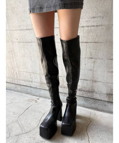 EVRIS（エヴリス）の「プラットフォームニーハイブーツ（ブーツ・レディース・ブラウン/ブラック・SMALL/MEDIUM/LARGE）」の15枚目の写真