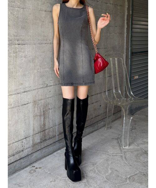 EVRIS（エヴリス）の「プラットフォームニーハイブーツ（ブーツ・レディース・ブラウン/ブラック・SMALL/MEDIUM/LARGE）」の16枚目の写真