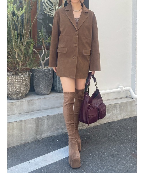 EVRIS（エヴリス）の「プラットフォームニーハイブーツ（ブーツ・レディース・ブラウン/ブラック・SMALL/MEDIUM/LARGE）」の3枚目の写真