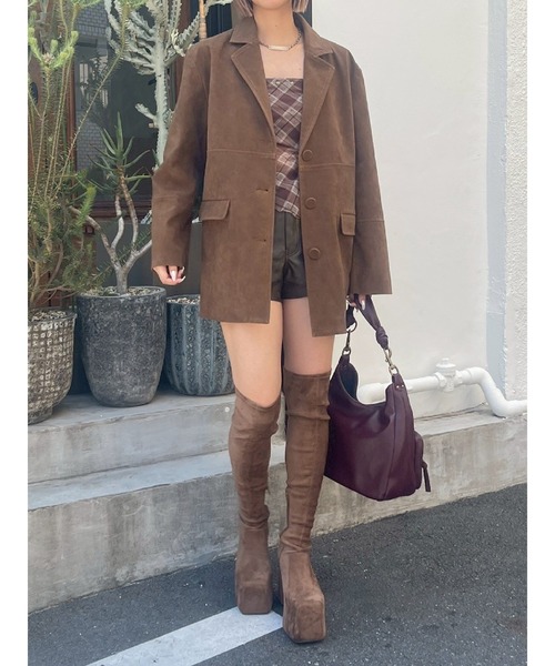 EVRIS（エヴリス）の「プラットフォームニーハイブーツ（ブーツ・レディース・ブラウン/ブラック・SMALL/MEDIUM/LARGE）」の4枚目の写真