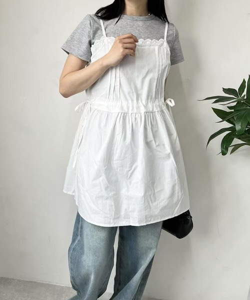 mebole(メボレ)の「サイドリボンミニキャミワンピース(ワンピース・レディース・ホワイト・FREE)」の1枚目の写真