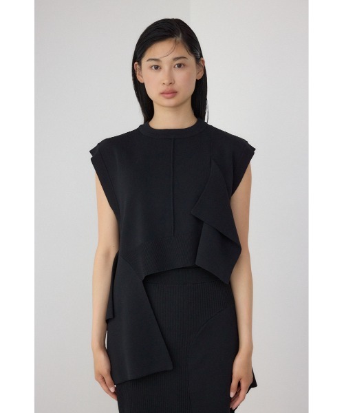 PLUS(プラス)の「【PLUS】アシンメトリードレープニットベスト(ベスト・レディース・ブラック/グレー系その他/ブラック系その他・FREE)」の6枚目の写真
