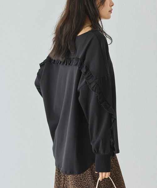 LAVEANGE(ラビアンジェ)の「フリル切替ポンチプルオーバー(Tシャツ/カットソー・レディース・ブラック/グレイッシュベージュ/オフホワイト・M/LL/3L/4L/5L)」の16枚目の写真