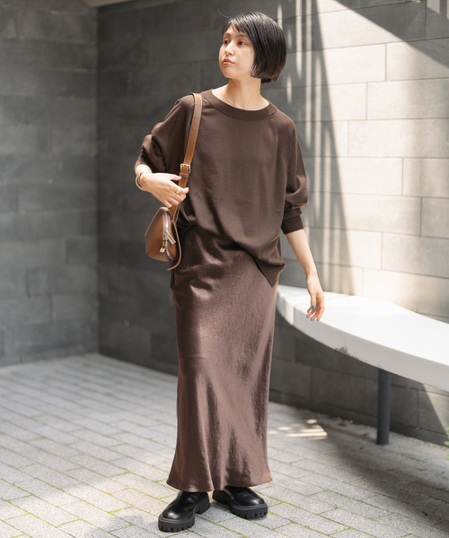 Spick & Span（スピックアンドスパン）の「《追加》サテンフレアスカート（スカート・レディース・アイボリー/ブラウン・34/36/38）」の13枚目の写真