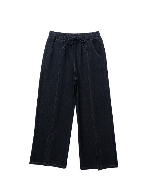 CLOTHY(クロシィ)の「【ラフに着れるイージーデニム】裾スリットクロップドワイドパンツ(デニムパンツ・レディース・ブラック/ブルー/ネイビー・MEDIUM)」の12枚目の写真
