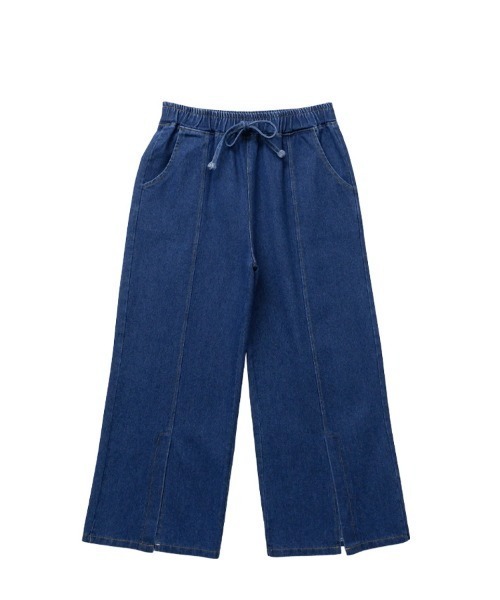 CLOTHY(クロシィ)の「【ラフに着れるイージーデニム】裾スリットクロップドワイドパンツ(デニムパンツ・レディース・ブラック/ブルー/ネイビー・MEDIUM)」の10枚目の写真