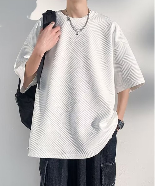 NEW GENTLEMAN(ニュージェントルマン)の「テトリスジャガード オーバーサイズT(Tシャツ/カットソー・メンズ・ホワイト/ブラック/グレー・M/L/XL)」の21枚目の写真