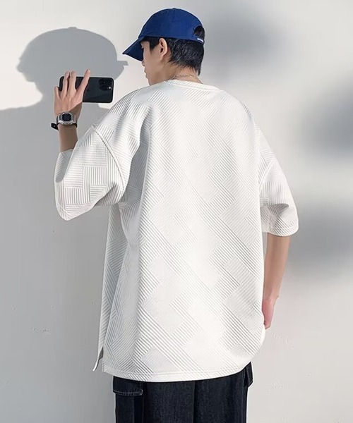 NEW GENTLEMAN(ニュージェントルマン)の「テトリスジャガード オーバーサイズT(Tシャツ/カットソー・メンズ・ホワイト/ブラック/グレー・M/L/XL)」の20枚目の写真
